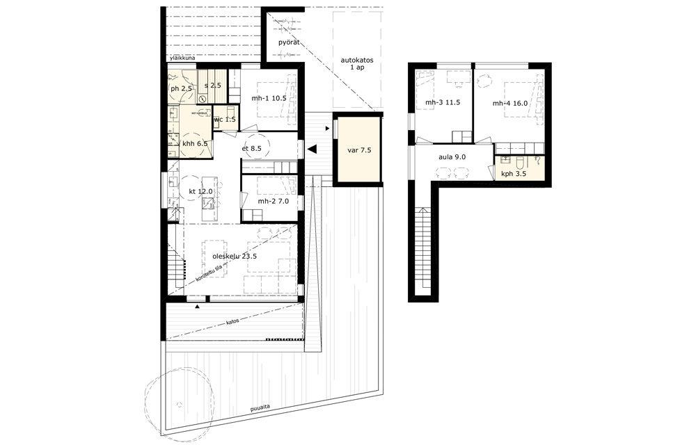 B5 VARATTU 121,5m² 5h + k Myyntihinta: 104 700 Velaton: 244 000 Isossa erillistalossa on tilaa lapsiperheelle. Kodin sydän on iso yhtenäinen 35.