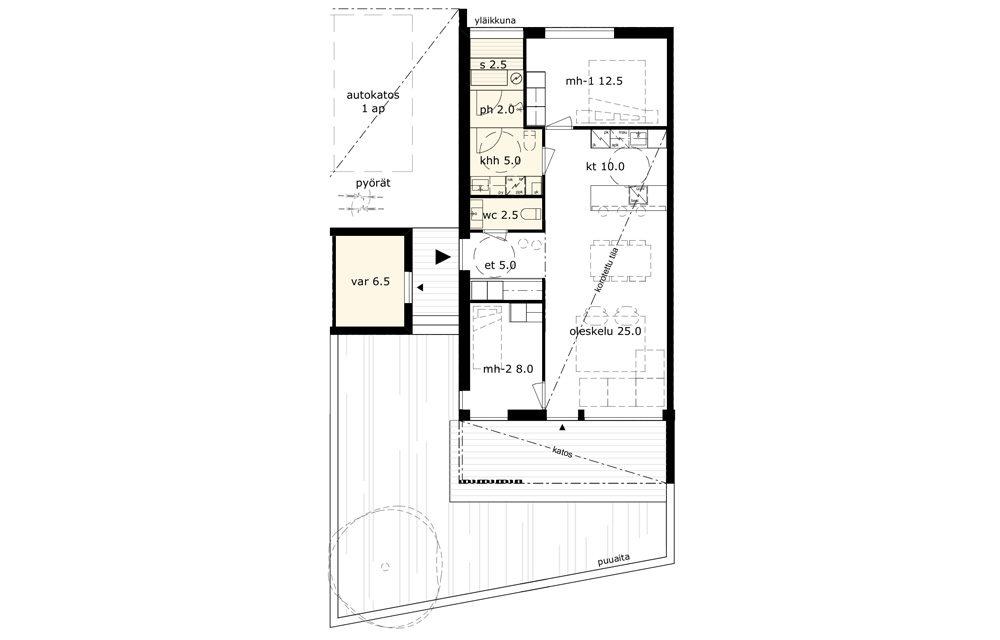 A2 VAPAA 74,5m² 3h + k Myyntihinta: 55 800 Velaton: 186 000 Paritalokodissa olohuone ja keittiö (36.0m²) ovat korkeaa ja valoisaa tilaa.