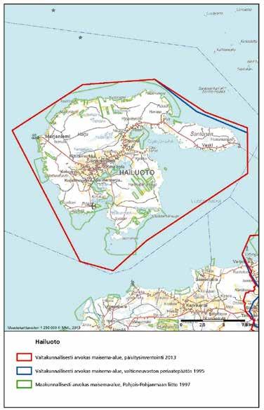 Maisemarakenne. Lähde: MML, maastotietokanta 2016. 5.6. Maisema Hailuoto on määritelty valtakunnallisesti arvokkaaksi maisema-alueeksi valtioneuvoston periaatepäätöksellä 1995.