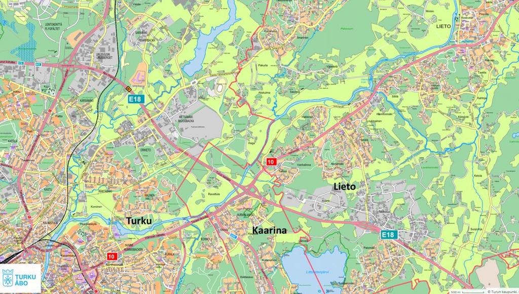 Valtatien 10 rooli ja kehittäminen Turun seudulla Turkuun päättyvän valtatien 10 luonne voimakkaasti kehittyvän Liedon alueella sekä valtatien toimivuuteen kytkeytyvät liikenneratkaisut Kaarinan