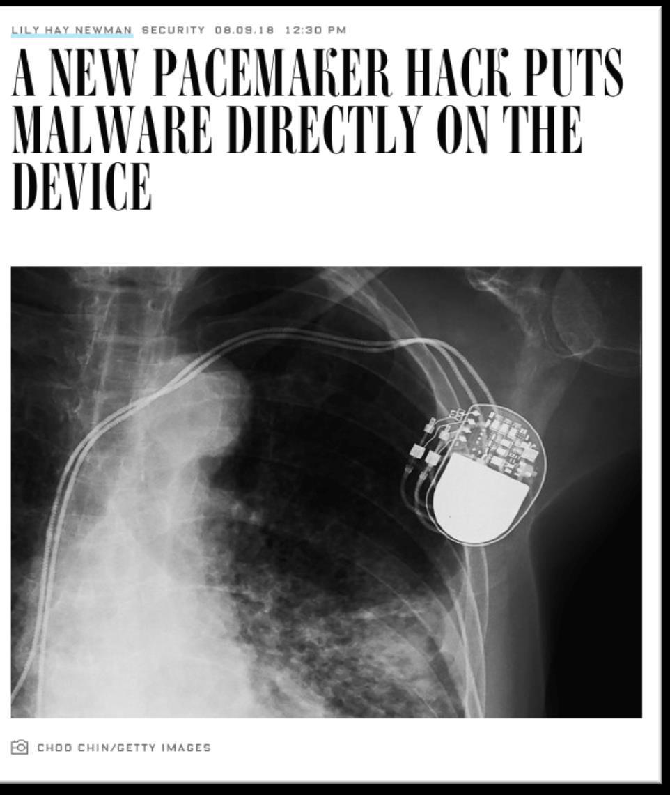 THE FIRST PACEMAKER MOUNTED MALWARE Latest variation on the terrifying theme depends not on manipulating radio commands,