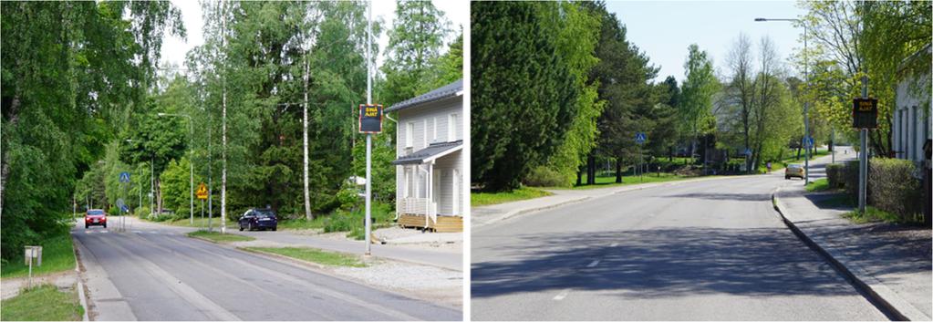 puolilla Yhdistetty jalkakäytävä ja pyörätie (3,5 m) molemmilla puolilla Yhdistetty jalkakäytävä ja pyörätie (3,5 m) nopeusnäytön puolella Jalkakäytävä (1,5 m) molemmilla puolilla Yhdistetty