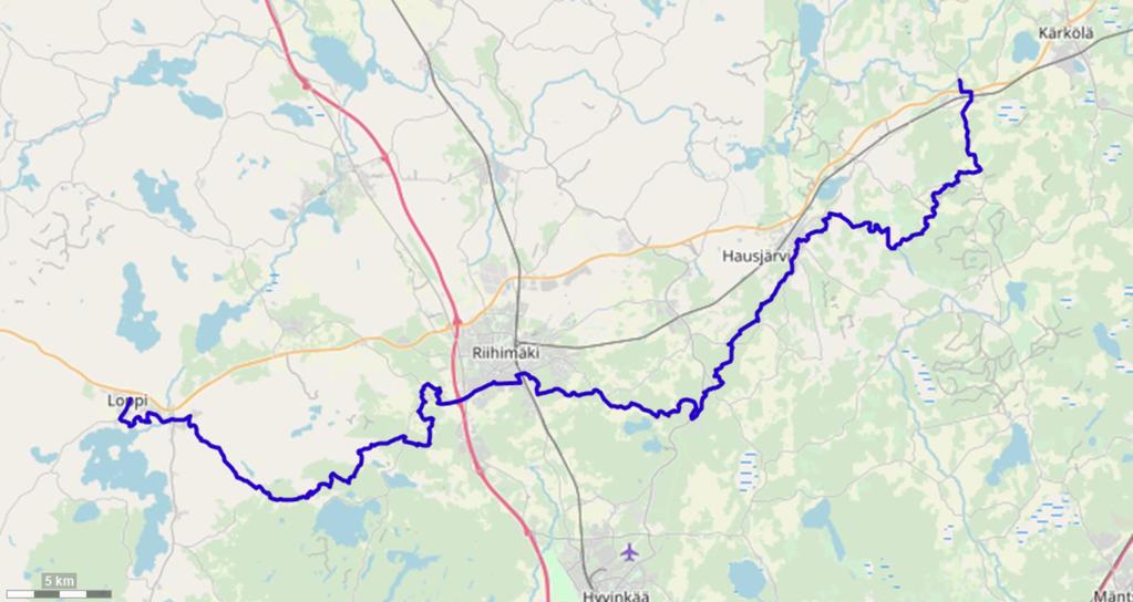 3. LOPPI RIIHIMÄKI PÄIJÄT-HÄME Reitin pituus 78,8km Reitti alkaa Lopen keskustasta ja kulkee Ilvesvaellus reittiä pitkin aina Riihimäelle asti.