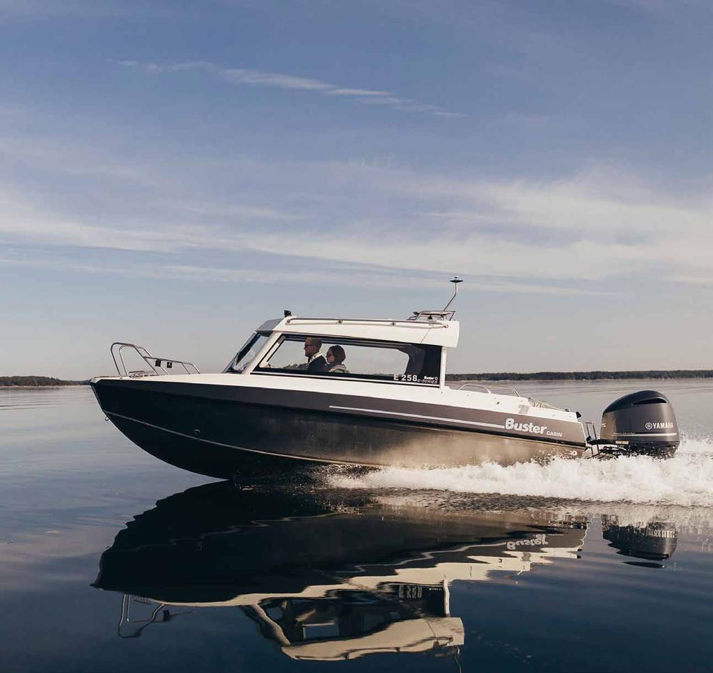 BUSTER cabin kampanja! Buster Cabin + Yamaha F200GETX 59 900 Lämmitin ja Comfort-paketti sisältyvät hintaan. Kuvan veneessä saattaa olla lisävarusteita.