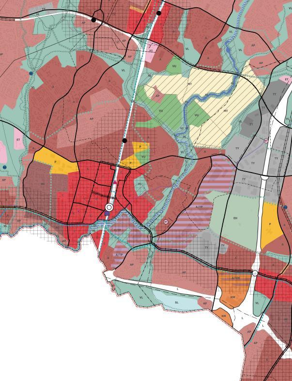 TIKKURILA Hiekkaharjun asemanseudulle asumisen aluetta. Golfkentällä tilaa virkistysalueella. Keskusta-aluetta on laajennettu ja keskustan viereisiä asunto-alueita ehdotettu tehokkaammiksi.