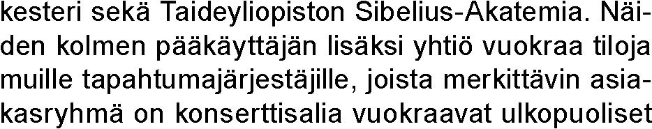 Helsingin Musiikkitalo Oy 41,72 % Helsingin kaupungin omistusosuus Hallituksen puheenjohtaja