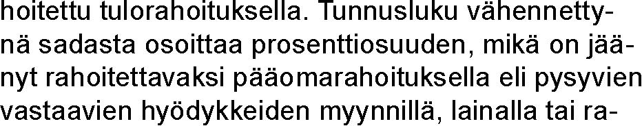 Vakavaraisuuden tunnusluvut Omavaraisuus (%) Maksuvalmiuden tunnusluvut Quick ratio (luku) lyhytaikaiset ennakot) Quick ratio mittaa yrityksen mahdollisuutta sel- Omavaraisuusaste mittaa yrityksen