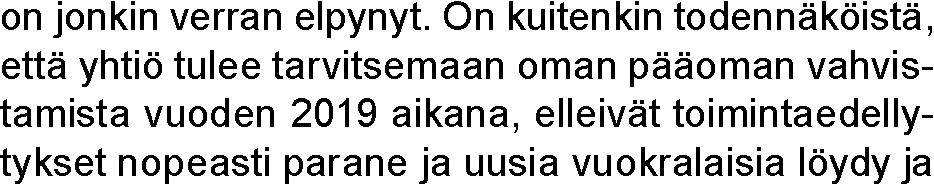 vuokria saada korotettua. Toimintaedellytysten mervalmistautumaan.