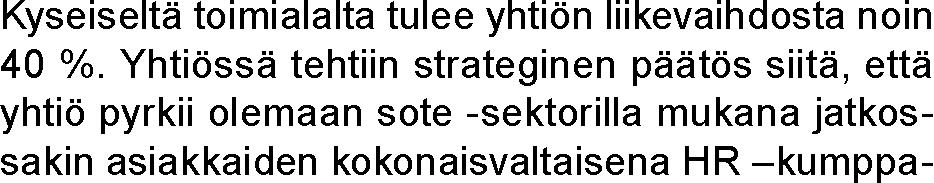 Liikevaihto kasvoi 13 % edellisvuoden vastaavasta ajankohdasta. Ennuste kuluvan vuoden liikevaihdoksi on 101 milj.