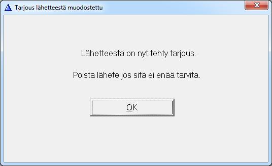 Kerää Atlas-Varastonhallintaohjelmaan tiedonkeruulaitteella normaaliin tapaan uusi lähete (valitulle asiakkaalle kerätään läheterivit eli tarjottavat tuotteet).