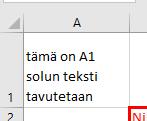 Aktivoi koko rivi rivinumeron päällä klikkaamalla hiiren 1.