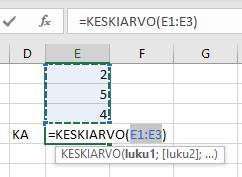 Palkat: Tee taulukko esimerkin mukainen taulukko ja tee tarvittavat laskukaavat. Käytä SUMMA ja KESKIARVO funktioita 6.2 Kaavan kopiointi Kaavan kopiointi voidaan tehdä monella tavalla.