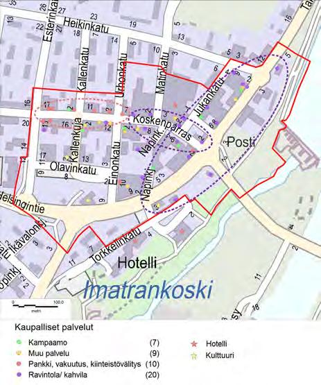 kävelykadulta alas Koskentorille. 4 5 3 2 1. K-supermarket 2. Osuuspankki 3. Koskentori 4. S-market 5.
