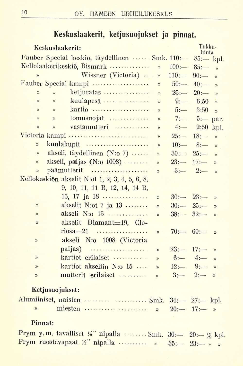 Keskusiaakerit, ketju suojukset ja pinnat. Keskuslaakeril: Tukkuhinta Fauber Special keskiö, täydellinen Smk. 110: 85; kpl.