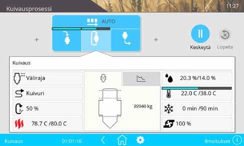 Automaatio ULTIMA nostaa viljankuivauksen uudelle tasolle ULTIMA-keskuksessa on helppo ohjauspaneeli.