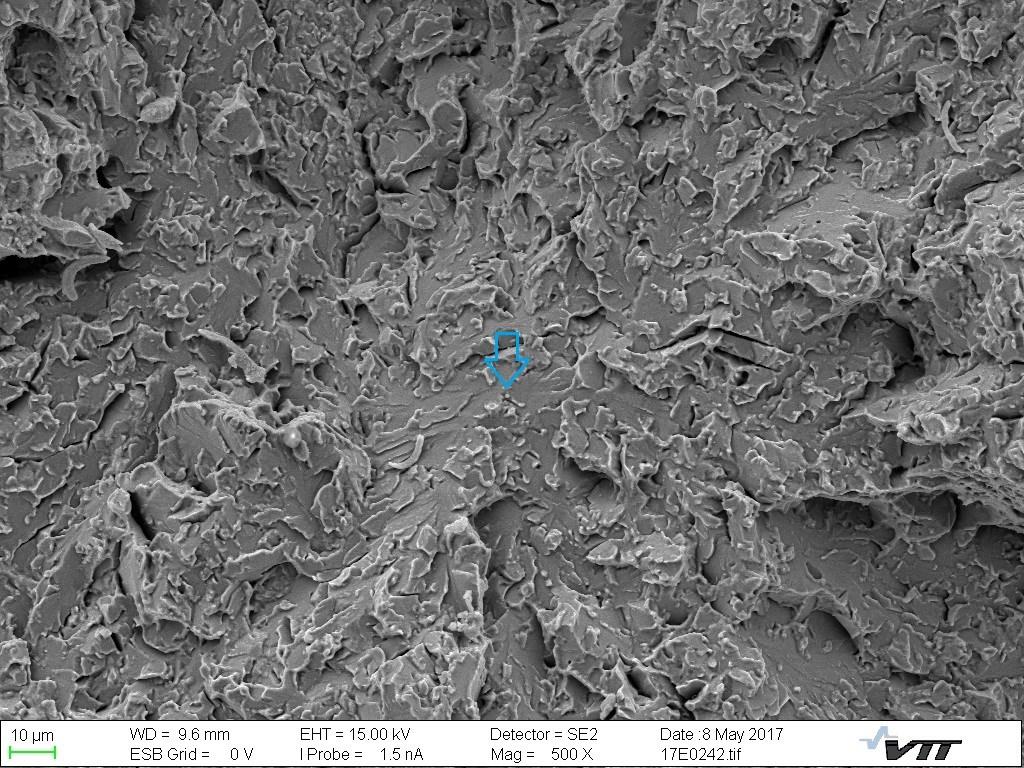 Figure 55 SEM image of cleavage fracture surface with magnification