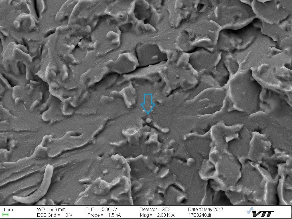 Figure 57 SEM image of cleavage fracture surface with magnification