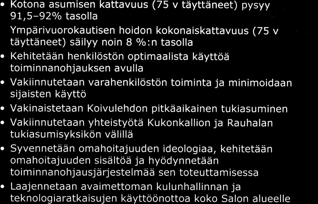 henkilöstön optimaalista käyttöä toiminnanohjauksen avulla o Vakiinnutetaan varahenkilöstön toiminta ja minimoidaan sija isten käytto o Vakinaistetaan Koivulehdon pitkäaikainen
