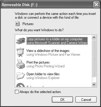 Kun käytössä on Windows XP tai Mac OS X, näkyville tulee ikkuna,