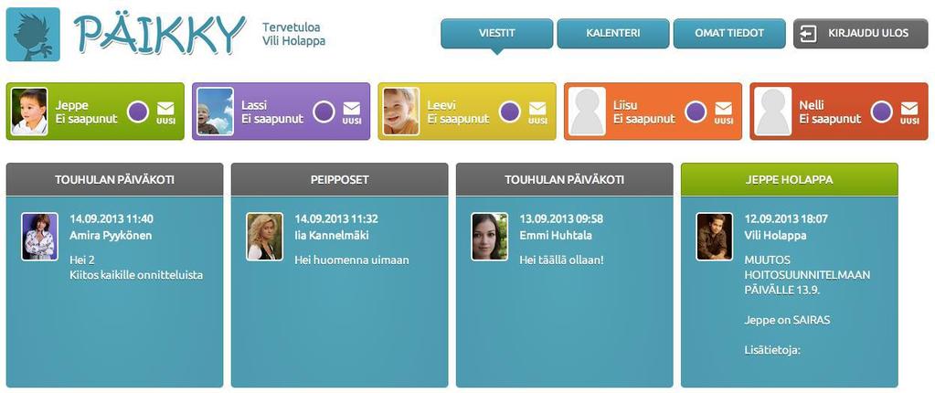 Viestintä Päikyssä Päikky tarjoaa helpon viestintämahdollisuuden päiväkotien ja huoltajien välille.