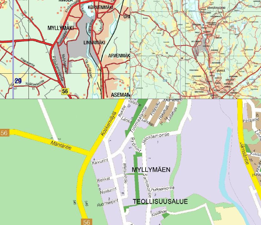 KAAVASELOSTUS 3 (11) 1.2 Kaava-alueen sijainti Suunnittelualue sijaitsee Jämsänkoskella, Myllymäen teollisuusalueella Ryönintien ja Sammontien kulmauksessa. Kuva 1.