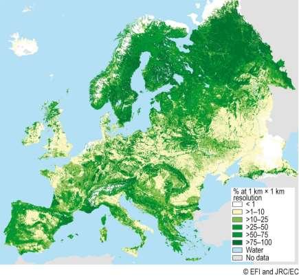 Forest cover in Europe,