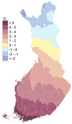 suhteellisen lämpimät kesät Varsin lyhyet lauhat talvet Syksyt usein pitkiä ja