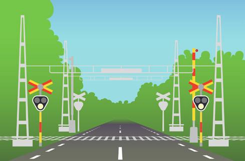 Rautatie- ja raitiovaunutasoristeys Kokeen aikana saatat ajaa rautatie- tai raitiovaunutasoristeykseen.