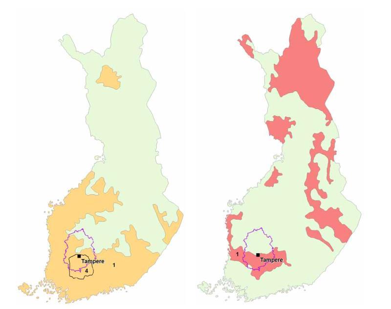 kimusalueella. Vuoreksen alueen hulevesitarkkailun analyysituloksissa oli erittäin voimakas positiivinen korrelaatio sähkönjohtavuuden ja sulfaattipitoisuuden välillä.