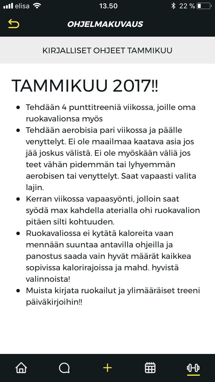 KIRJALLISET OHJEET Löydät kirjalliset ohjeet näin: 1. Valitse treenaa ja suorita treeniohjelma 2.