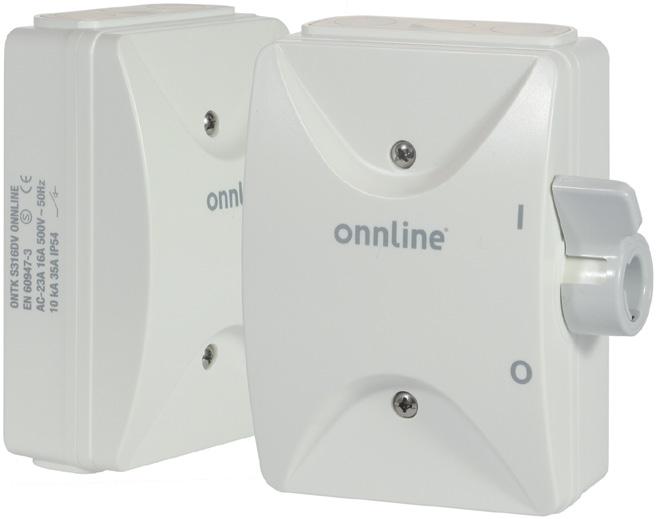 suojausluokka IP54 nimellisjännite 500 V nimellisvirta AC23 16 A teho 7,5 kw läpivientiaihiot 3 kpl molemmilla puolilla koko 107 x 128 x 54 mm väri valkoinen, varustettu vedonpoistajalla kotelon