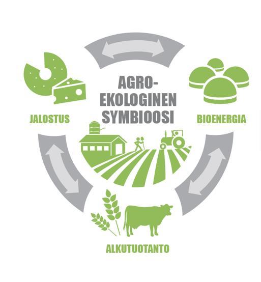 AGROEKOLOGINEN SYMBIOOSI Agroekologinen symbioosi teollisen ekologian sovellus ruoan tuotannossa Teollinen ekologia Yhden toimijan jäte ja energia toisen toimijan hyödynnettävissä Toimijoiden