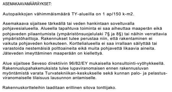SELOSTUS 16 (17) 29.6.2015 Kuva 3. Asemakaavan merkinnät ja määräykset. 5.