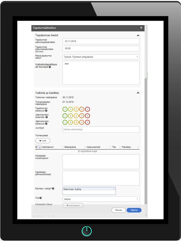 TAPATURMAILMOITUKSET Tee ja hallitse tapaturmailmoituksia Tapaturmailmoitukset vakuutusyhtiölle ja työsuojeluviranomaiselle voit tehdä yhdellä palvelulla samalla kertaa, ei päällekkäistä tietojen
