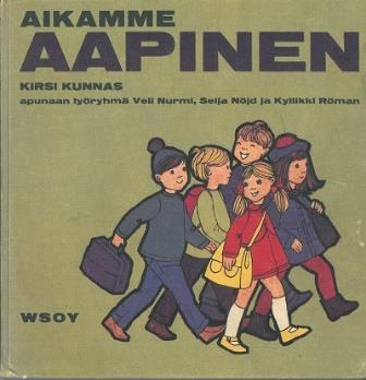 Suuraakkosin kirjoitettu aapinen on tehtäväpainotteinen ja siinä on paljon sekä kirjoitus- että piirustustehtäviä. Tavuviivojen tilalla on käytetty värikkäitä pystyviivoja.