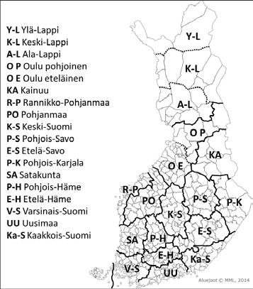 Saalismäärien alueelliset erot Saalismäärien alueellisten erojen tarkastelu perustuu arvioituihin vuotuisiin saalismääriin riistakeskusalueilla ja Lapin ja Oulun riistakeskusalueiden osa-alueilla