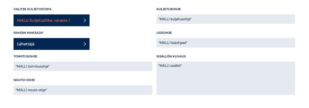 5.5 Miten kuljetustapaa käytetään? Kuljetustapa valitaan TOIMITUKSET -osiossa, ennen keräykseen siirtämistä. VALITSE KULJETUSTAPA -valikosta valitaan haluttu kuljetustapa toimitukselle.