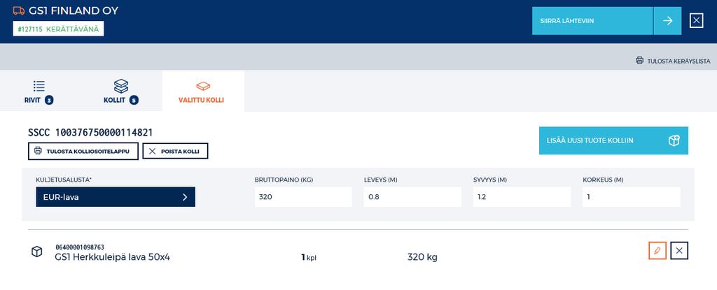 Jokaisella kollilla tulee olla kaikki mittatiedot. Mittatieto ei voi 0 (nolla).