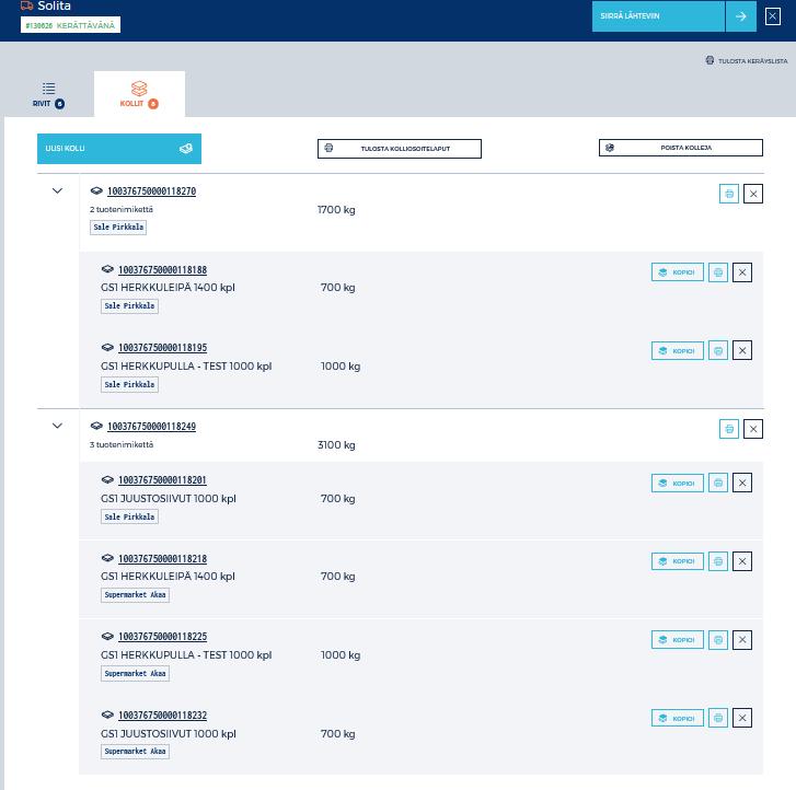 TULOSTA KOLLIOSOITELAPUT -painikkeesta saat tulostettua kaikki tarrat.