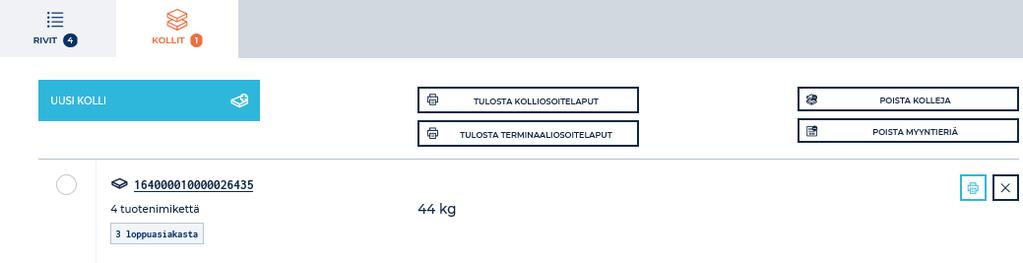 Tarkista että käytetty kuljetusalusta ja sen paino- ja dimensiotiedot ovat oikein. Täydennä/korjaa tarvittaessa.