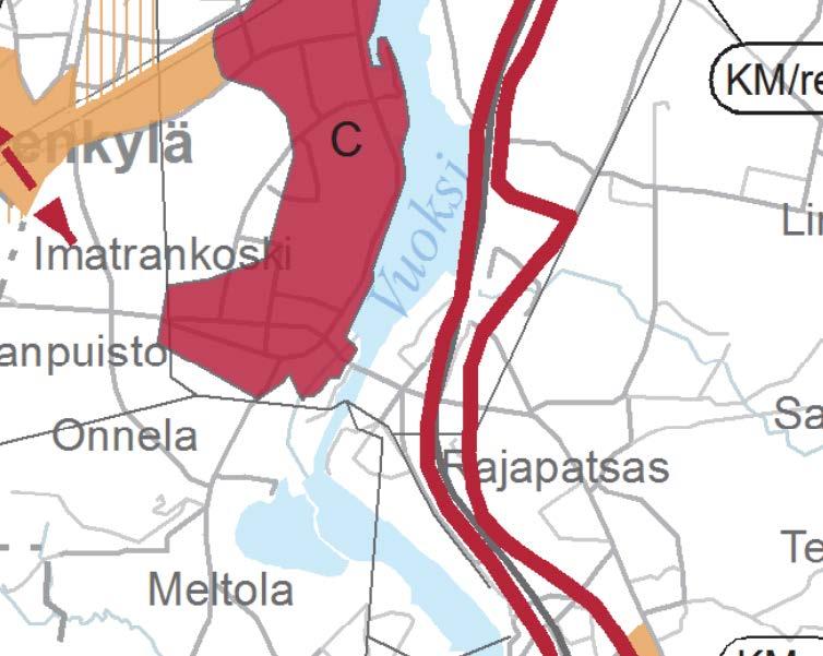 Kuva 10. Ote Etelä-Karjalan maakuntakaavasta. Kaavamuutosalueen sijainti on merkitty keltaisella soikiolla. Etelä-Karjalan 1.