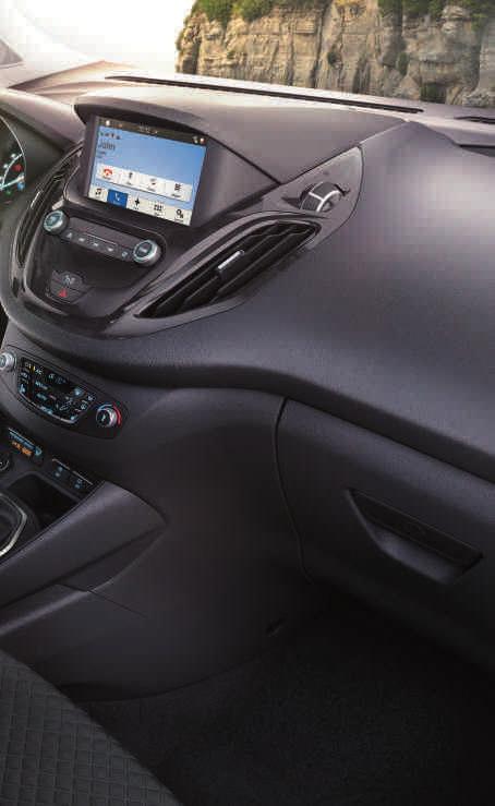 Ford SYNC 3 -järjestelmä (vakiovaruste: Titanium; valinnaisvaruste: Trend) on erittäin helppokäyttöinen ja toimintoja voi puheohjauksen lisäksi käyttää