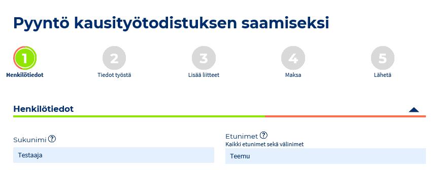 EF ohjaa hakemuksen jättäjää vaiheesta toiseen.