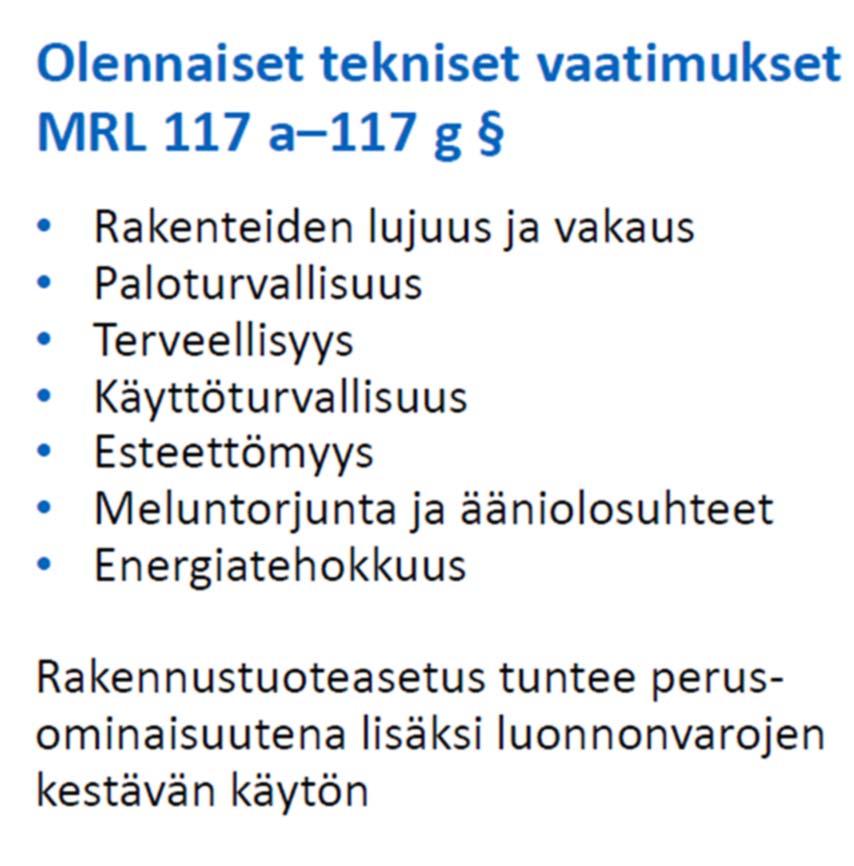 SÄÄDÖSTEN TASO Asetuksissa on annettu hyväksytty vaatimustaso, se on määritelty harkitusti Tämä