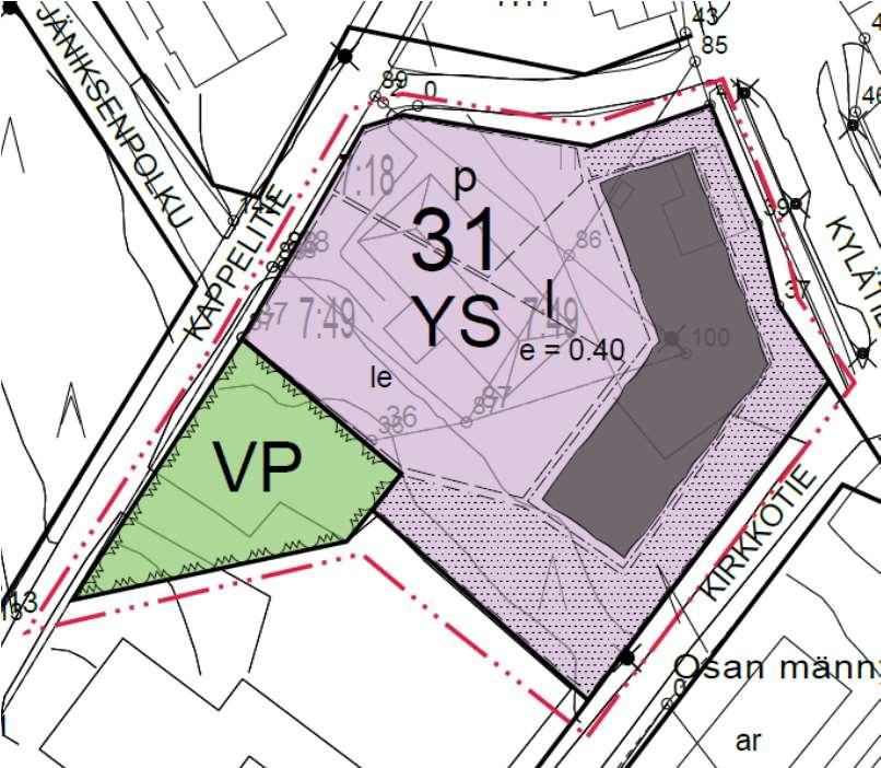 väliin jää väljä pysäköinti ja saattoliikennealue. VE3. (15.12.2017) ja VE4. (18.1.2018).