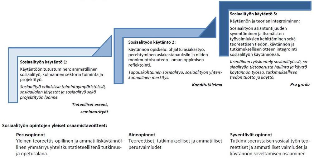 rehtymistä kuuden viikon ajan. Opintojakson tavoitteena on, että opiskelija tunnistaa tapauskohtaisen sosiaalityön prosessin ja ammatillisen asiakaskohtaisen vuorovaikutuksen käytännön sosiaalityössä.