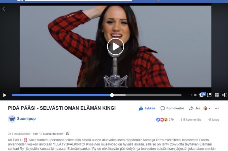 Musavideomme ensijulkaisu radio SuomiPopissa sai