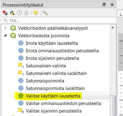 14 (25) QGIS-työvaiheet: 1. Valitaan ensin kaikki METE-lehdot kohteet Specialfeaturestaulusta.