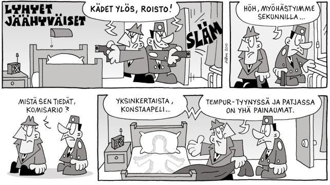 Taiteilija Pertti Hämäläinen ikuisti TEMPURin muotoutumisominaisuuden sarjakuvaansa.