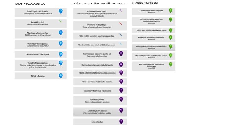 2.1.2 Karttakysymykset (yhteensä 26 kohtaa)